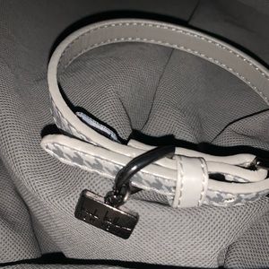 Nicole Miller Dog Pet Collar Silver Herringbone SM